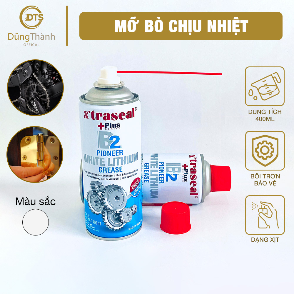 Dưỡng sên mỡ bò chịu nhiệt cao cấp XTRASEAL bôi trơn đa năng mỡ bò nước bình xịt màu trắng B2 400ml