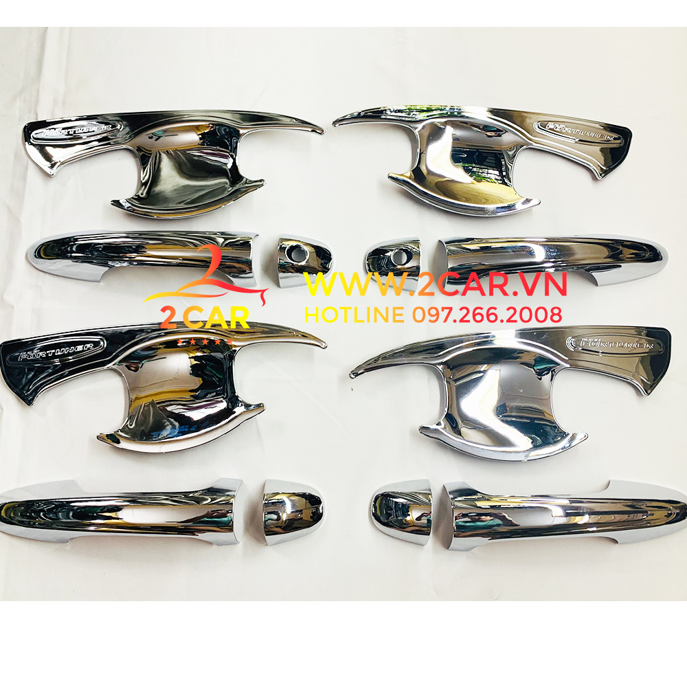 Ốp tay nắm cửa, hõm cửa xe Toyota Fortuner 2017 -  2021, 2022, 2023 mạ crom cao cấp, sáng bóng