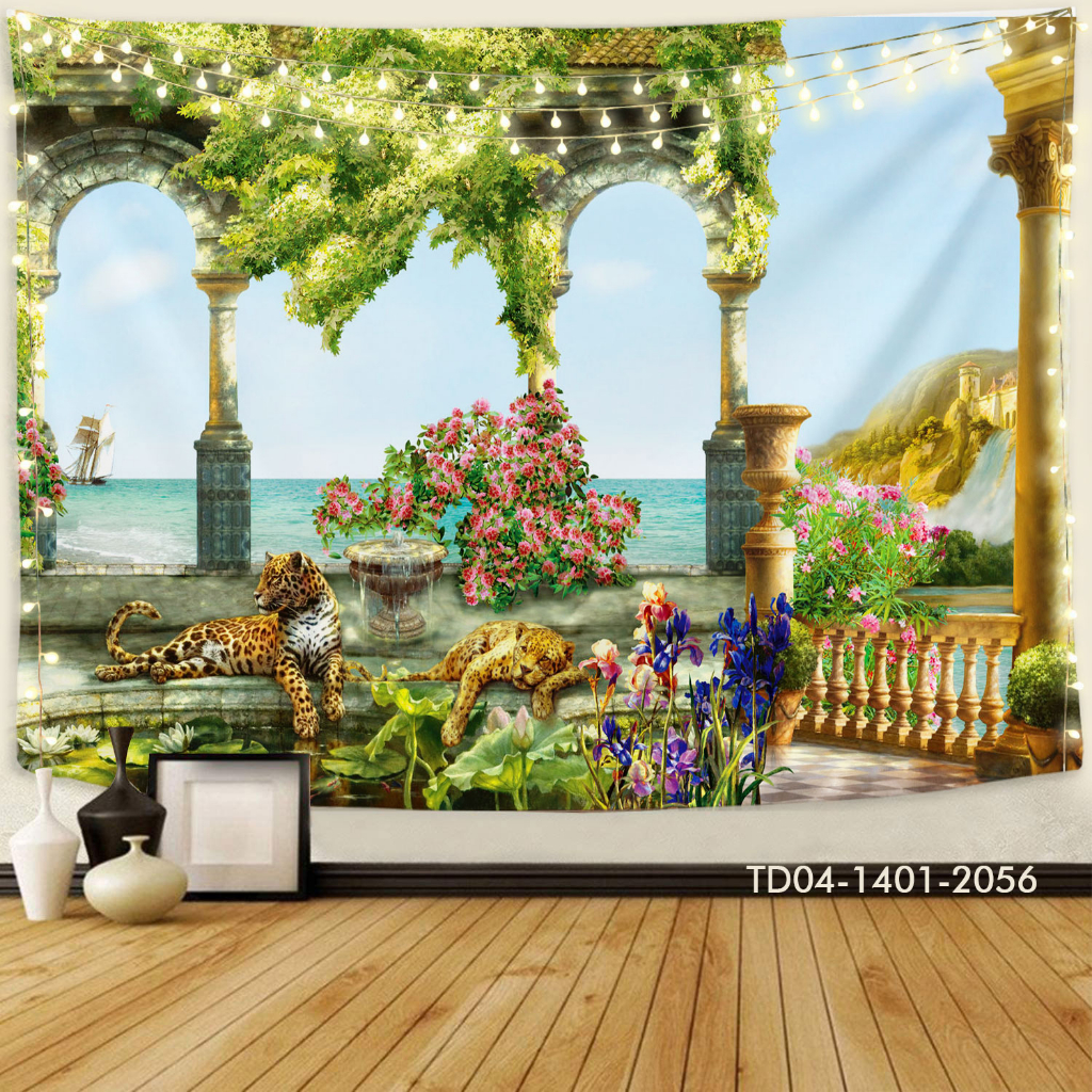 Tranh vải treo tường decor phòng khách, phòng ngủ, sự kiện Tặng kèm bộ móc treo