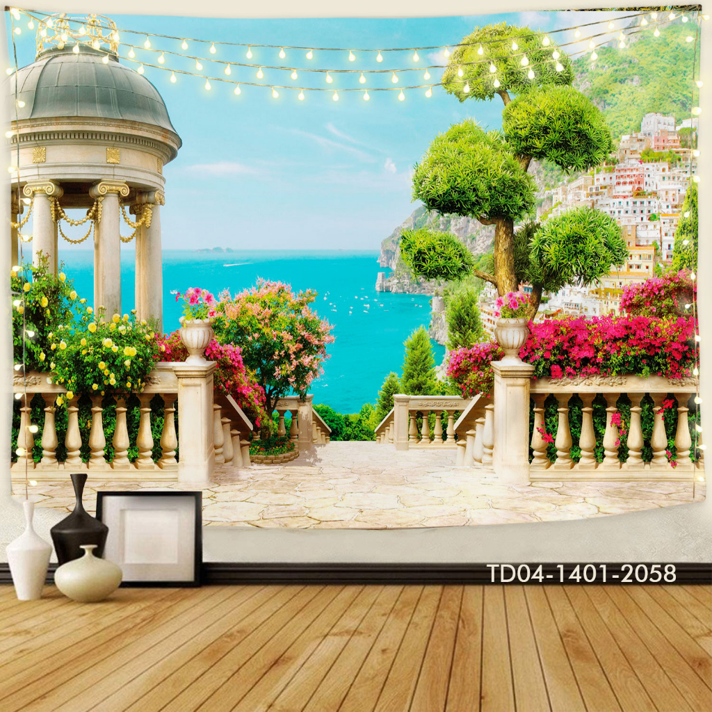 Tranh vải treo tường decor phòng khách, phòng ngủ, sự kiện Tặng kèm bộ móc treo