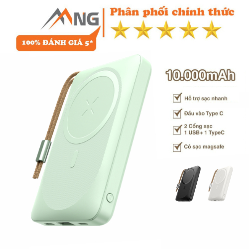 Pin sạc dự phòng không dây magesafe Rockspace P89 10000mAh sạc nhanh PD 38.5W - Hàng chính hãng bảo hành 12 tháng