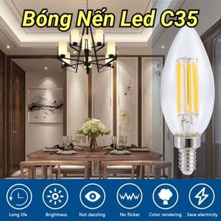 Bóng Nến Led trái ớt 2w 4w Edison C35 đui xoáy E14 E27 ánh sáng vàng đèn ốp tường trang trí đèn chùm thả quán cafe