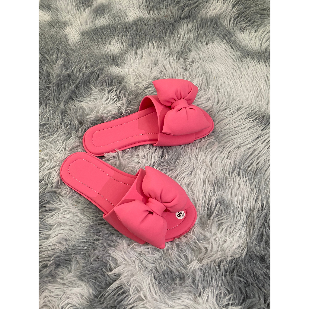 Dép nữ quai ngang xăng đan đế bằng mẫu mới thời trang hot trend 2023, Dép bánh mì lê bản Nơ mút siêu xinh đi biển đi học