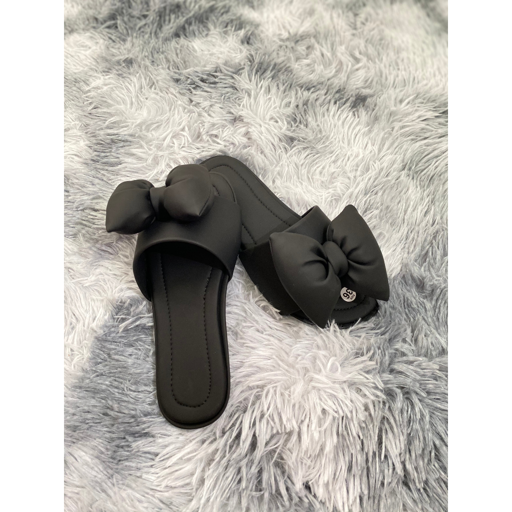 Dép nữ quai ngang xăng đan đế bằng mẫu mới thời trang hot trend 2023, Dép bánh mì lê bản Nơ mút siêu xinh đi biển đi học