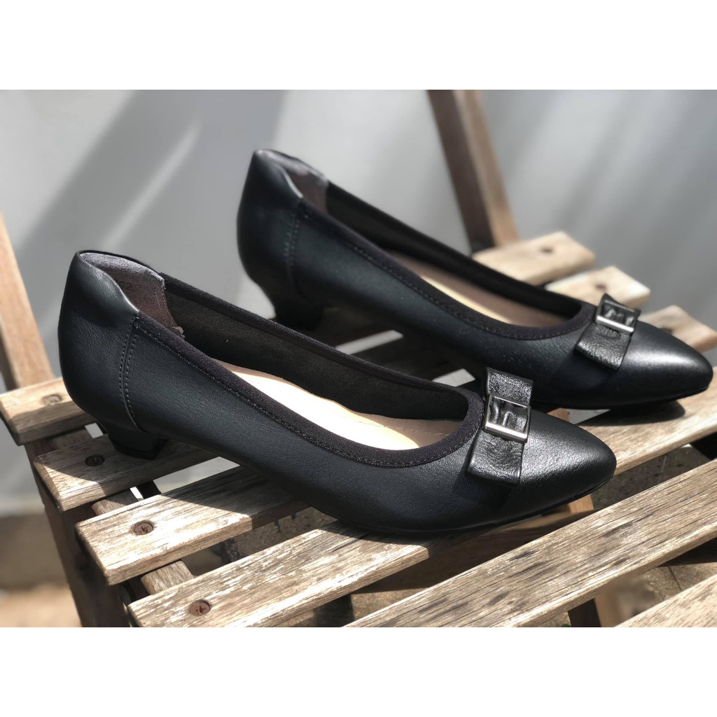 Giày Búp bê gót 3p da thật viền thun - B02 SALSA