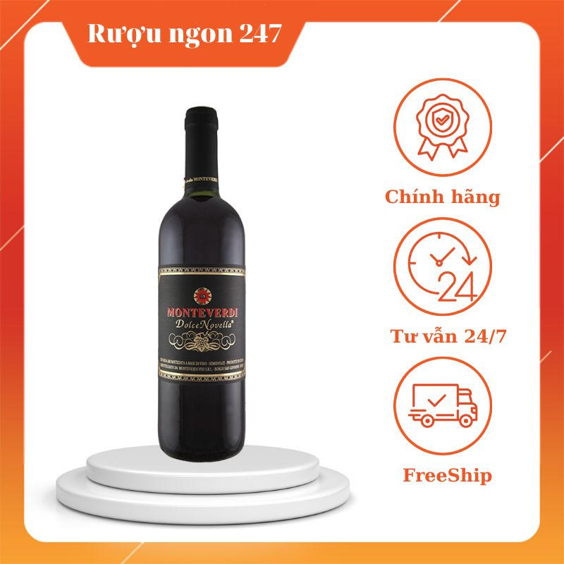 Rượu vang đỏ Ý, rượu vang ngọt Ý Monteverdi Dolce Novella, vang hoàng đế 750ml