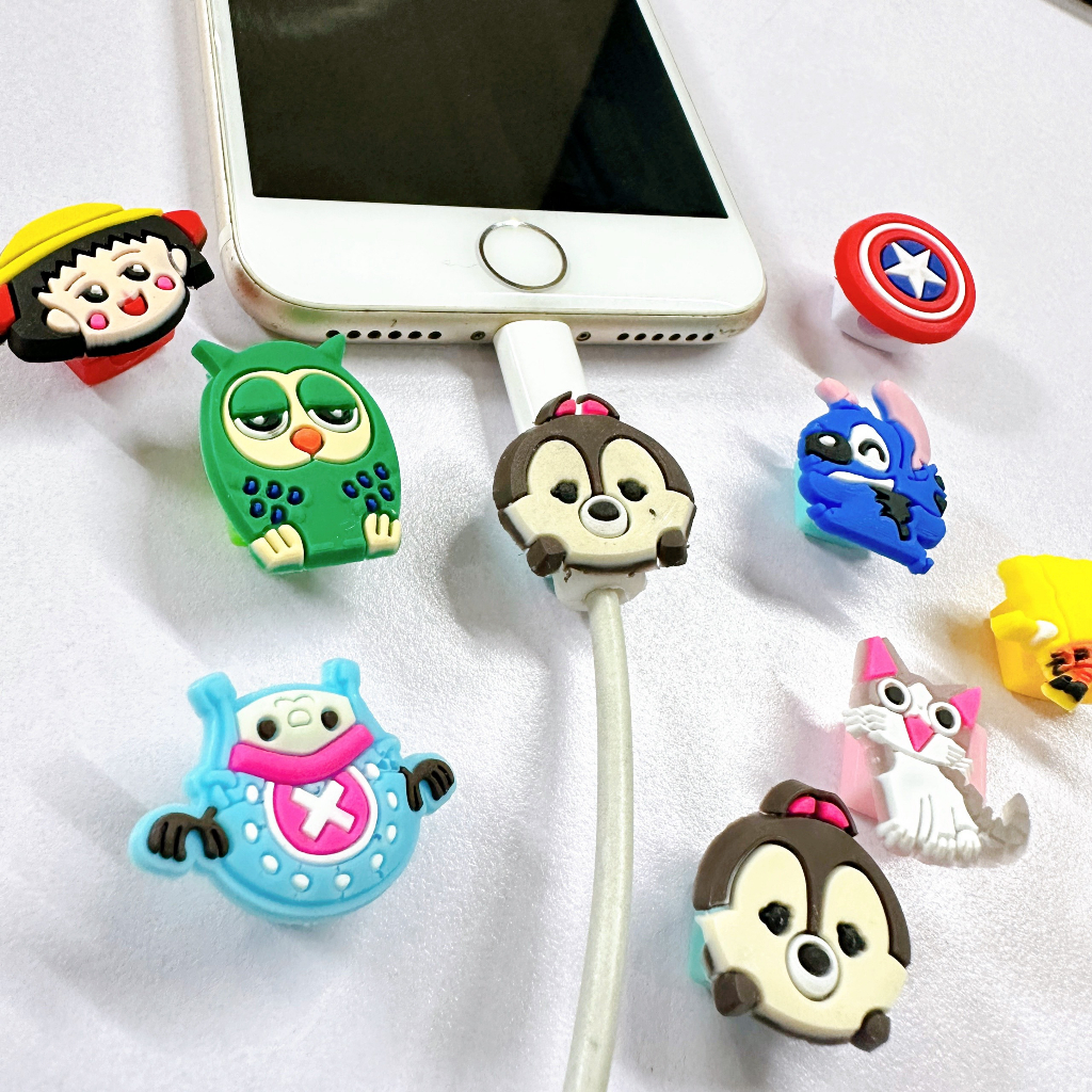 Đầu bảo vệ dây cáp sạc bằng silicon hình thú hoạt hình cho Android, IP