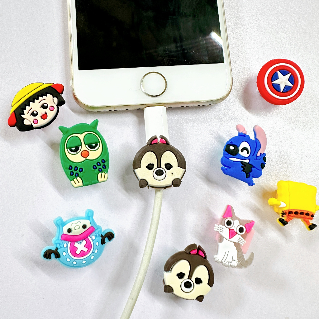 Đầu bảo vệ dây cáp sạc bằng silicon hình thú hoạt hình cho Android, IP