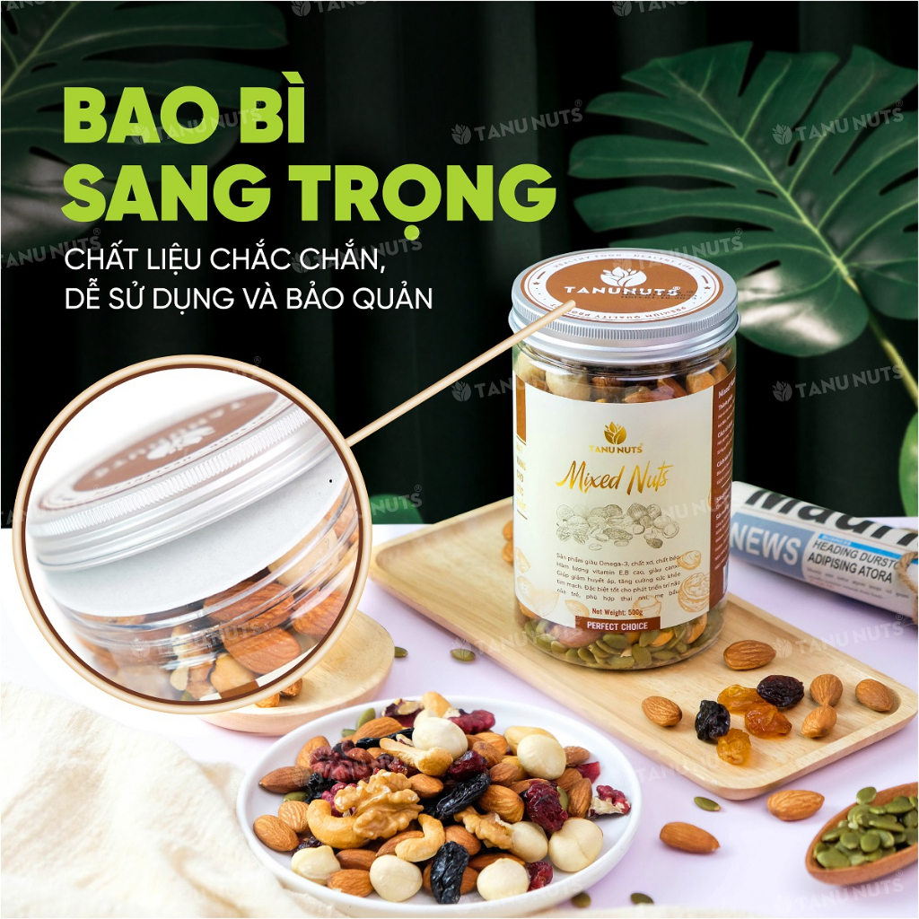 Hạt dinh dưỡng mix các loại TANU NUTS  hạt ngũ cốc dinh dưỡng tốt cho bà bầu ăn kiêng, giảm cân.