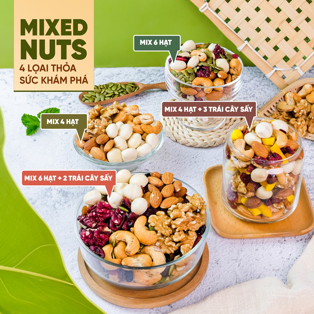 Hạt dinh dưỡng mix các loại TANU NUTS  hạt ngũ cốc dinh dưỡng tốt cho bà bầu ăn kiêng, giảm cân.