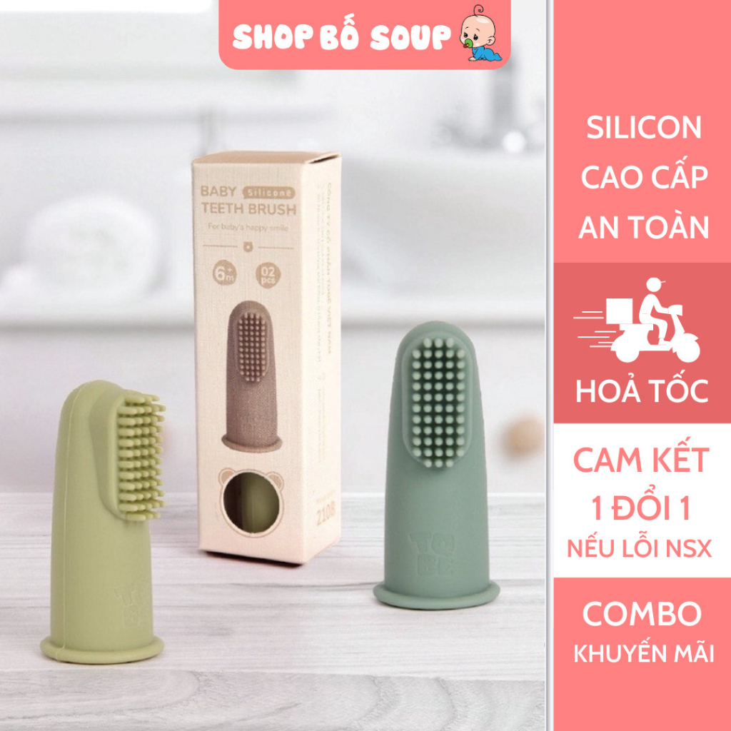 Bàn chải ngón tay Eco Silicone Tobé 2 chiếc siêu mềm mại và an toàn cho bé