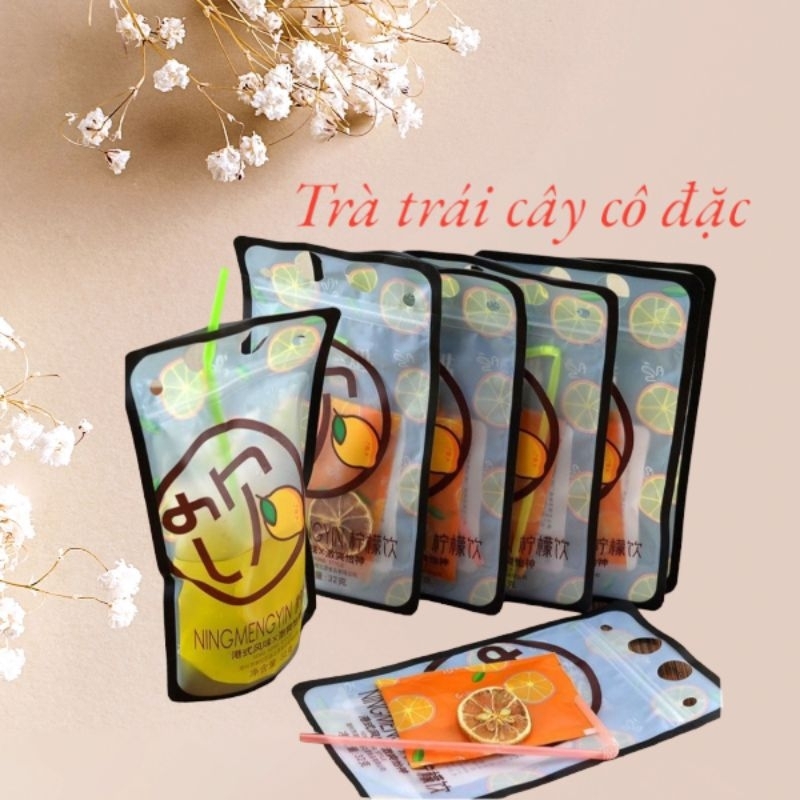Trà chanh túi zip, nước ép trái cây cô đặc kèm ống hút tiện lợi_ăn vặt Mẹ Kem