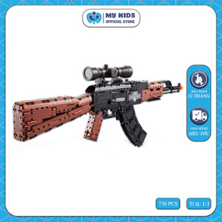 738 chi tiết - đồ chơi lắp ráp kiểu lego đồ chơi mô hình tiểu liên ak47 - c61009w tỉ lệ 1:1