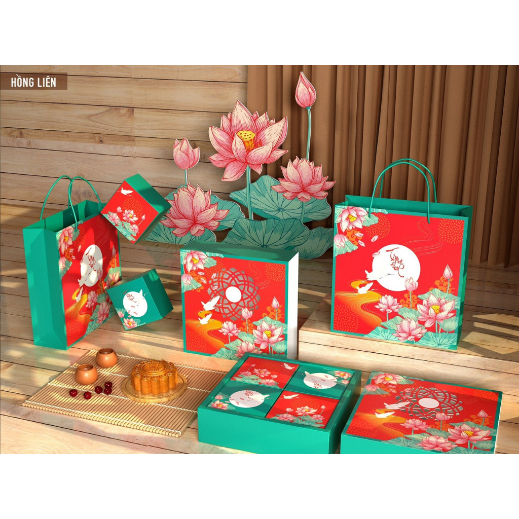 Hộp  Trung Thu 4 bánh Hồng  Liên 150-250g