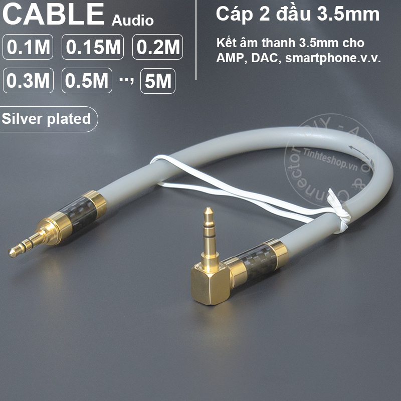Dây 3.5 2 đầu mạ bạc DIY ngắn 10Cm đến 5 mét cho DAC AMP - Self-made 3.5mm AUX audio cable 5N copper core silver plated