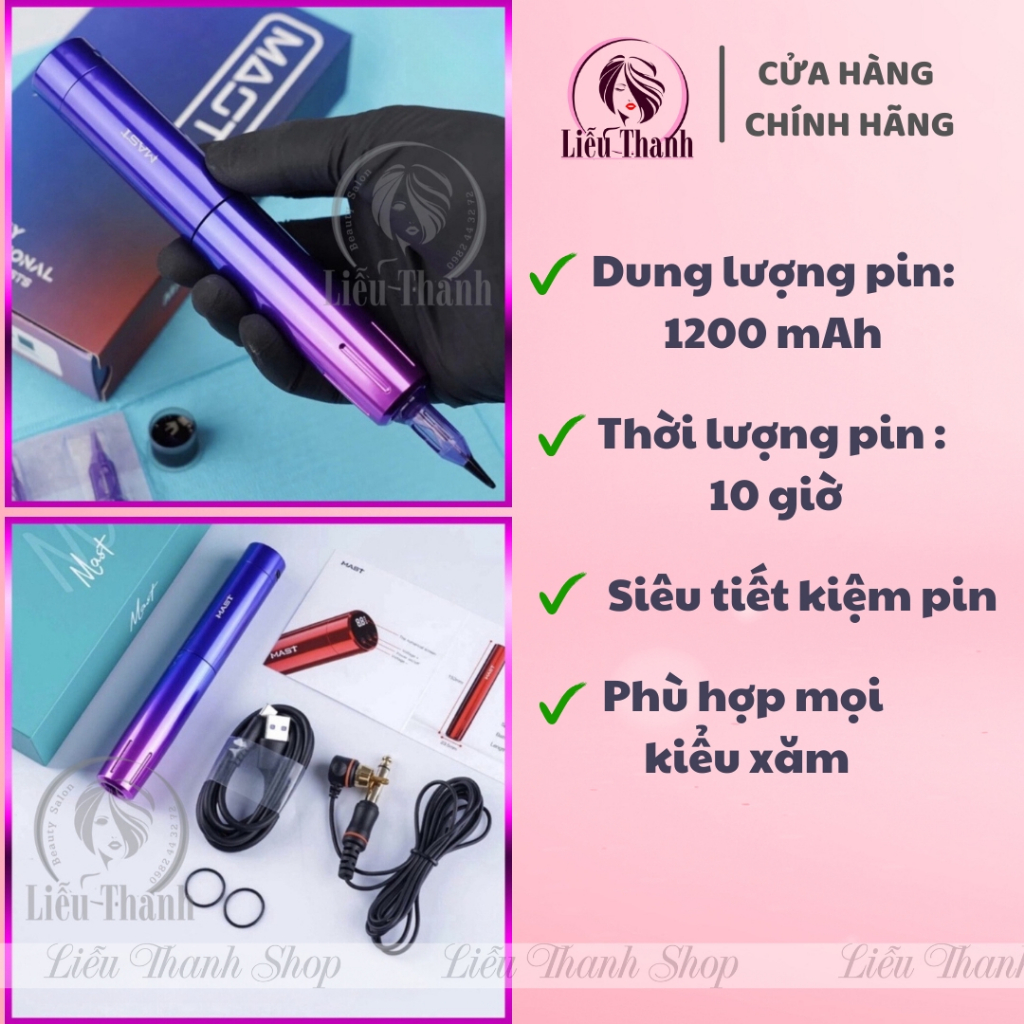 Máy Pen Mast Y22 mini đời mới tích điện phun xăm Thẩm Mỹ - Phun môi Nhanh 15 phút,thêu sợi đẹp - LieuThanhshop