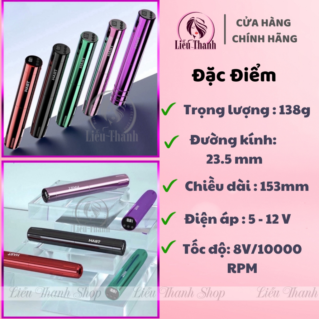 Máy Pen Mast Y22 mini đời mới tích điện phun xăm Thẩm Mỹ - Phun môi Nhanh 15 phút,thêu sợi đẹp - LieuThanhshop