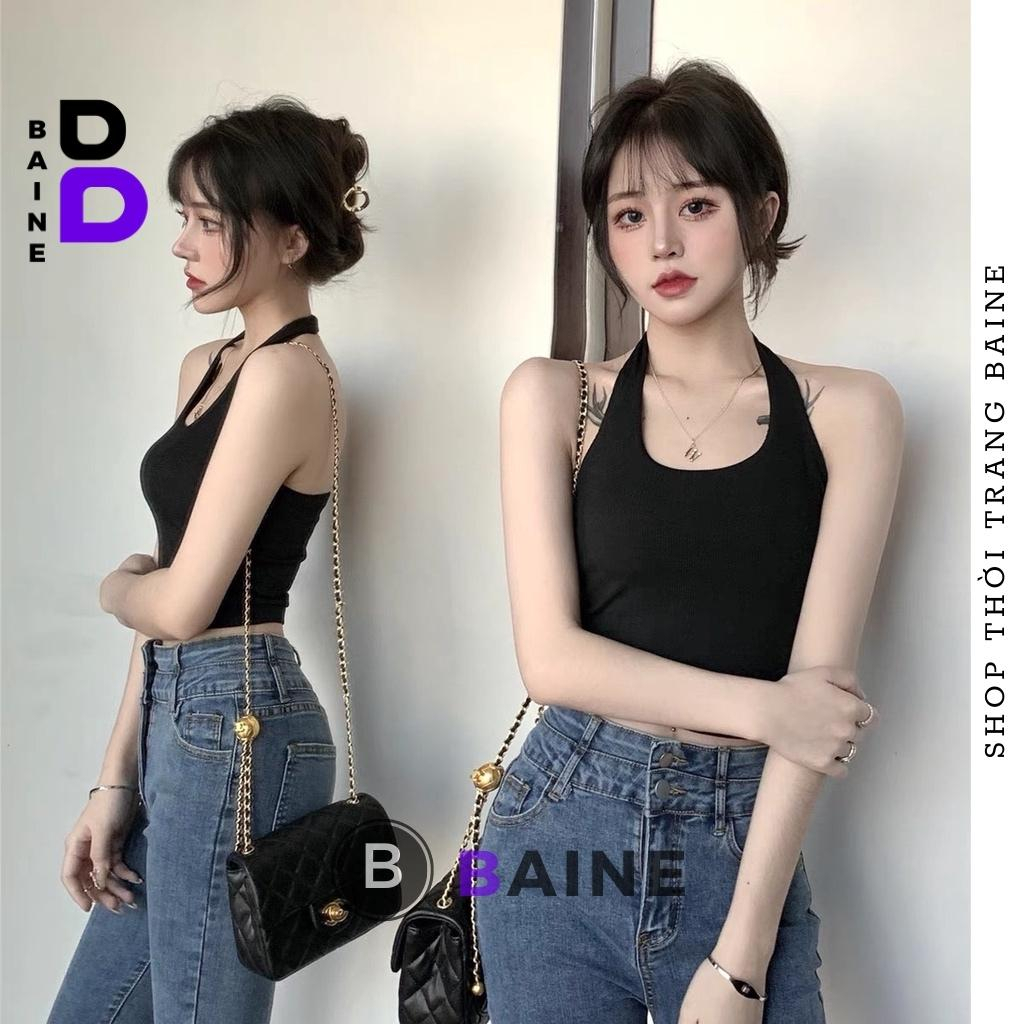Áo Croptop CỔ YẾM CHOÀNG CỔ Hở Lưng Chất Thun Borip Kiểu Sexy Nữ, Áo Thun Ôm Body Đẹp Tôn Dáng BAINE