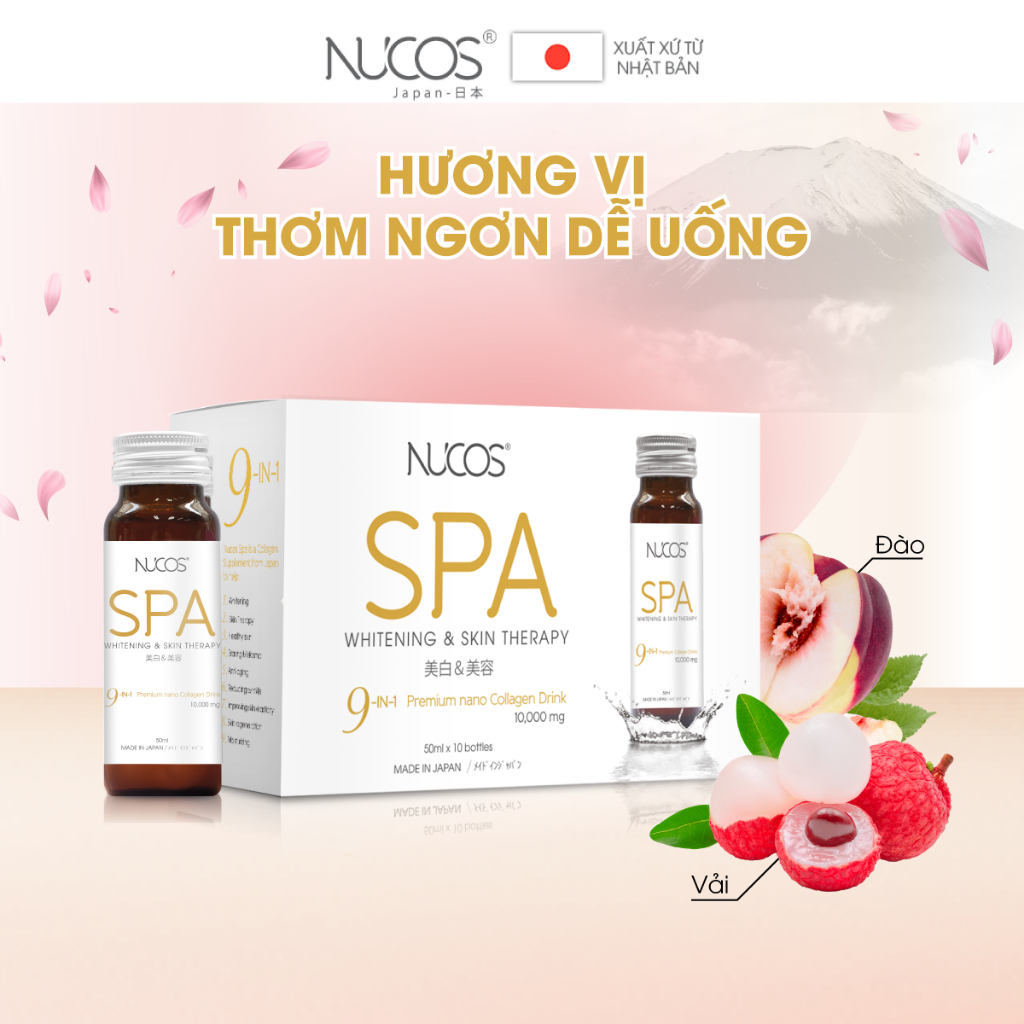 (MUA 2 TẶNG 1) Combo 2 hộp collagen chống lão hóa trắng da Nucos Spa 10000 50ml x 20 chai