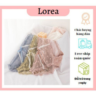  Quần lót nữ chất liệu cotton ren lưới thoáng mát, kháng khuẩn có phối nơ hình trái tim quyến rũ
