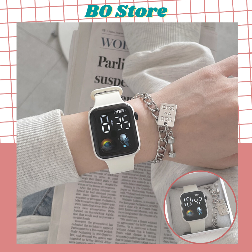 Đồng hồ nam nữ Unisex Led kiểu dáng thời trang Hàn Quốc dây silicone êm tay DH06