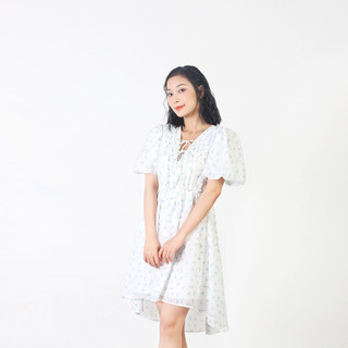 Đầm Hoa Midi Nhún Ngực Luu's Collection