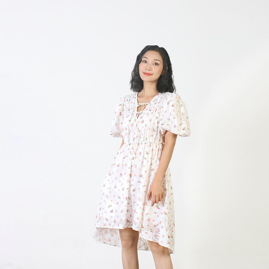 Đầm Hoa Midi Nhún Ngực Luu's Collection