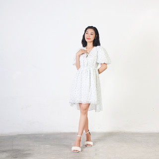 Đầm Hoa Midi Nhún Ngực Luu's Collection