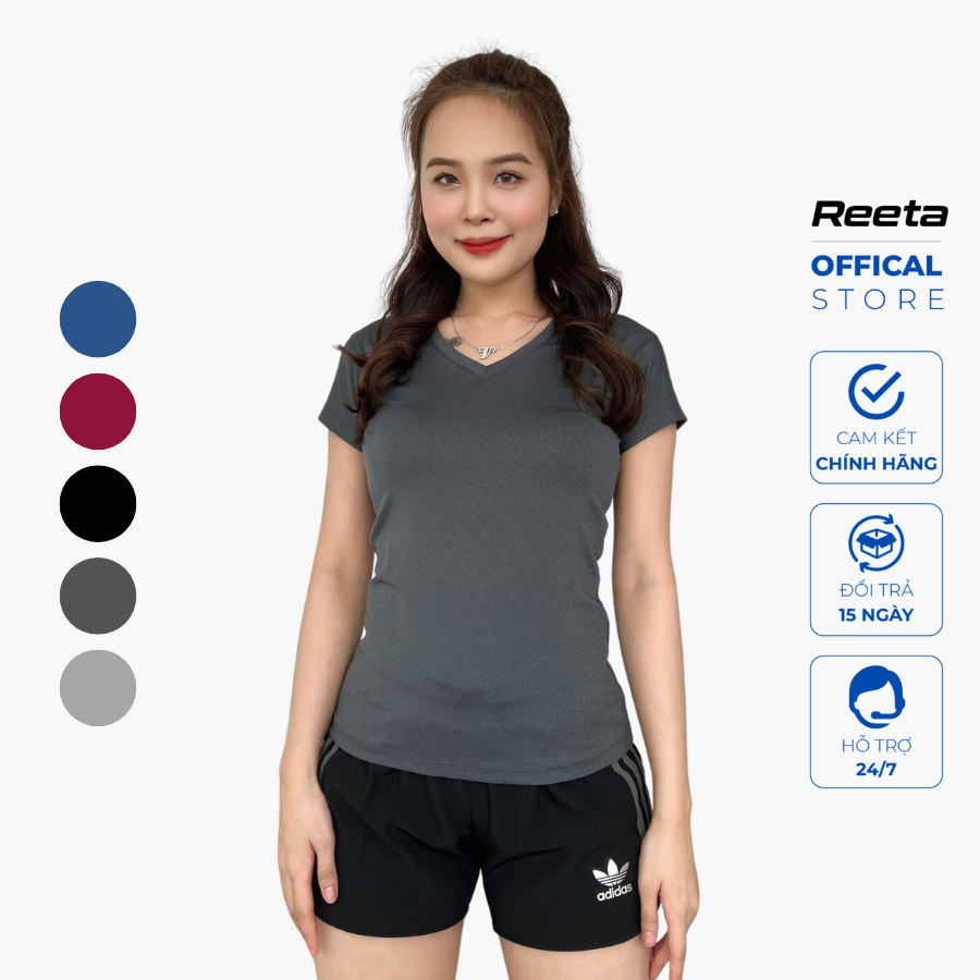 Áo Thun Thể Thao Nữ REETA Trơn Cổ Tim Nữ Tính, Tập Gym, Yoga, Chạy Bộ, Co Dãn, Thoáng Khí, Thấm Hút, Nhiều Màu- A1758