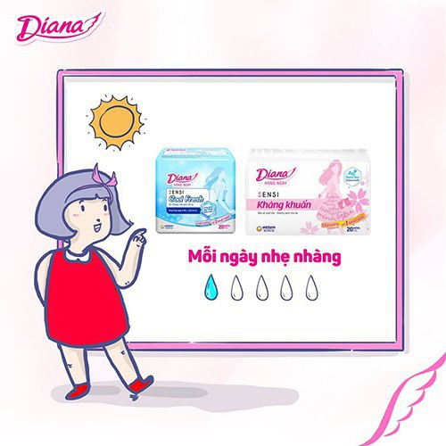 Bộ 2 gói băng vệ sinh Diana Sensi Cool Fresh Supernight 35cm 3 miếng/gói (New)