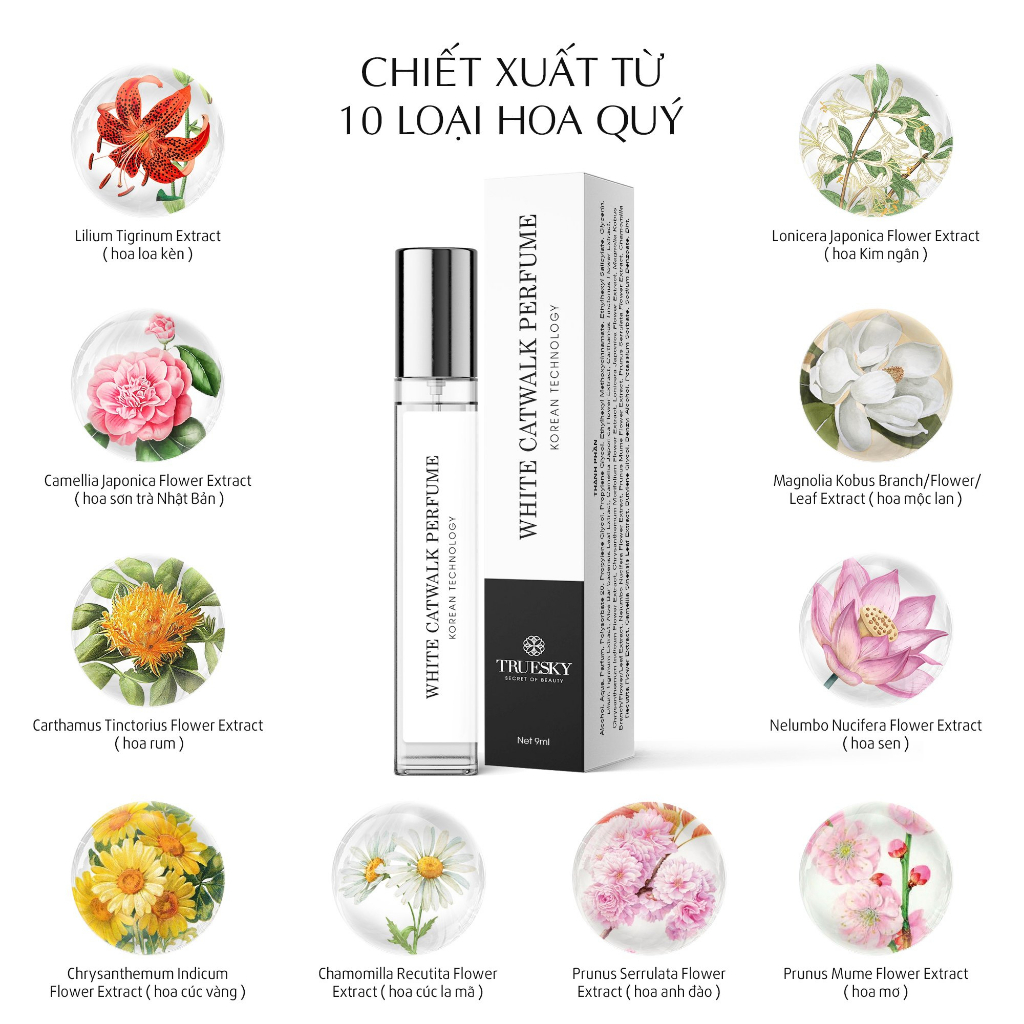 Tinh dầu nước hoa Truesky White Catwalk Perfume 9ml