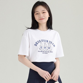 Áo phông cộc tay Dessuu cotton Dessuu in team màu trắng