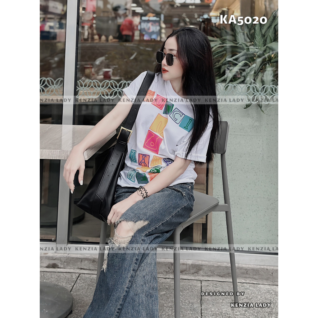 Áo Thun Nữ siêu cấp Form chuẩn Kenzia Lady- Áo Phông Cổ Tròn Tay Ngắn  Basic Cotton 100%  - KA5020