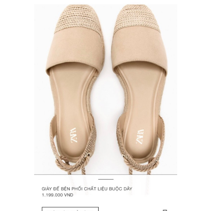 Giày đan dây màu kem Z4r4 xuất khẩu