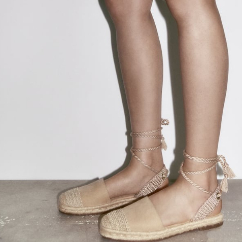 Giày đan dây màu kem Z4r4 xuất khẩu