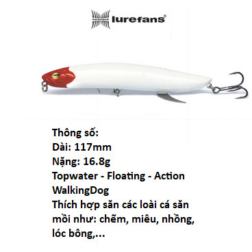 Mồi câu cá chuyên câu cá chẽm lurefans V117 hitalure