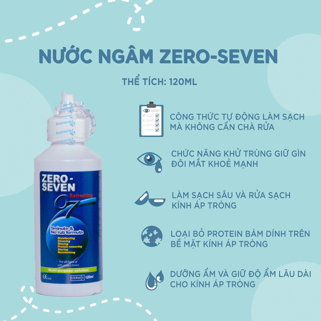 Nước Ngâm Lens Ngâm Kính Áp Tròng Zero Seven Hàn Quốc 120ml 360ml