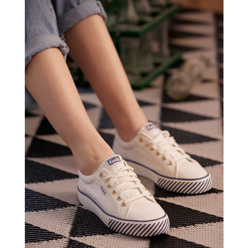 Giày Thể Thao Keds Nữ- Jump Kick Majestic Canvas White- KD065977