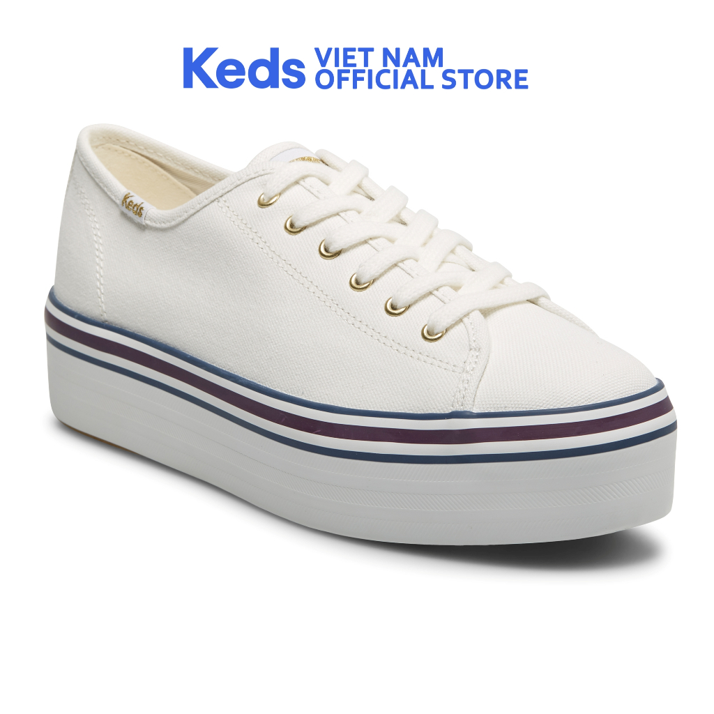Giày Keds Nữ- Triple Up Varsity Canvas White- KD066389