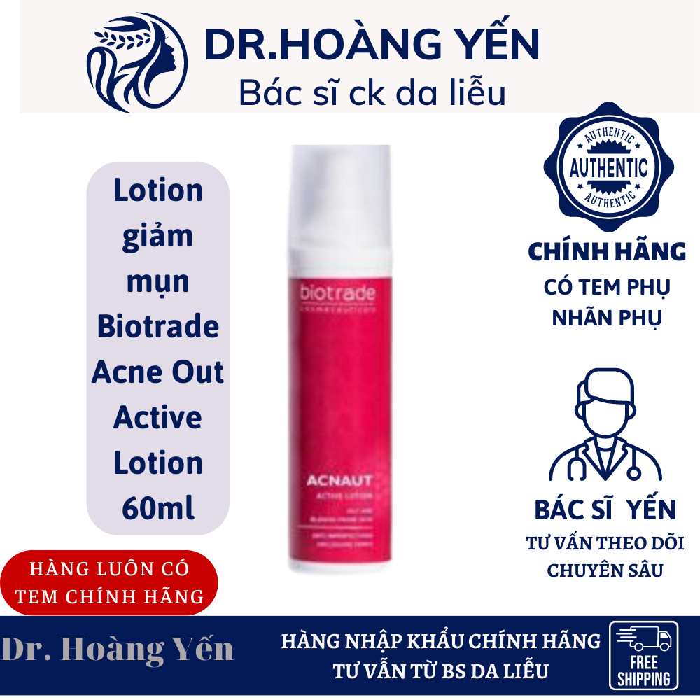 CHÍNH HÃNG - Lotion giảm mụn Biotrade Acne Out Active Lotion 60ml BS Yến