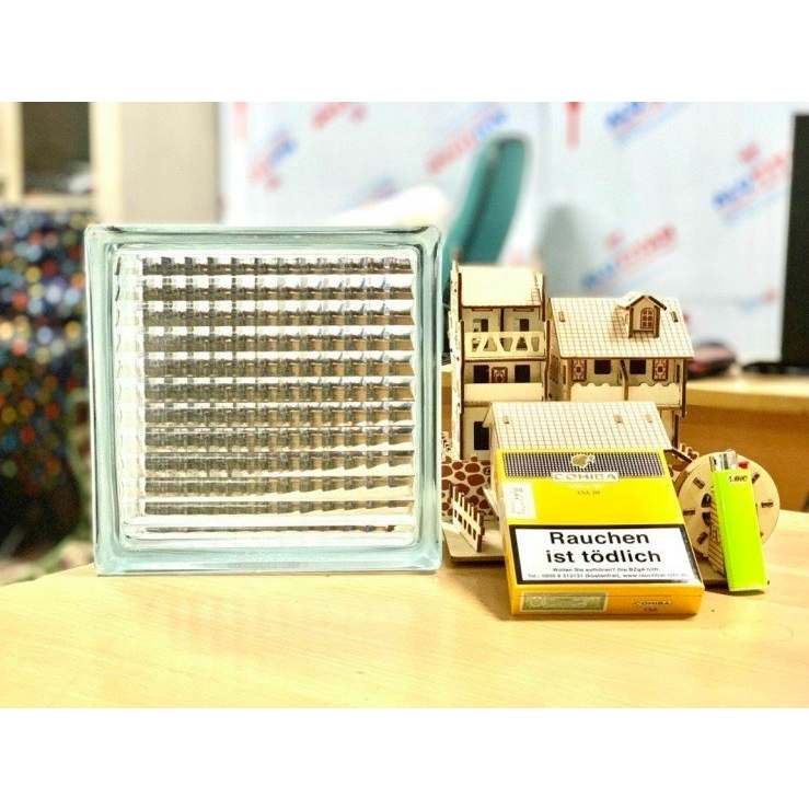 Gạch kính lấy sáng Thailan 190x190x80, làm vách ngăn, cửa sổ, ô thoáng lấy sáng phòng khách, phòng tắm, dễ vệ sinh