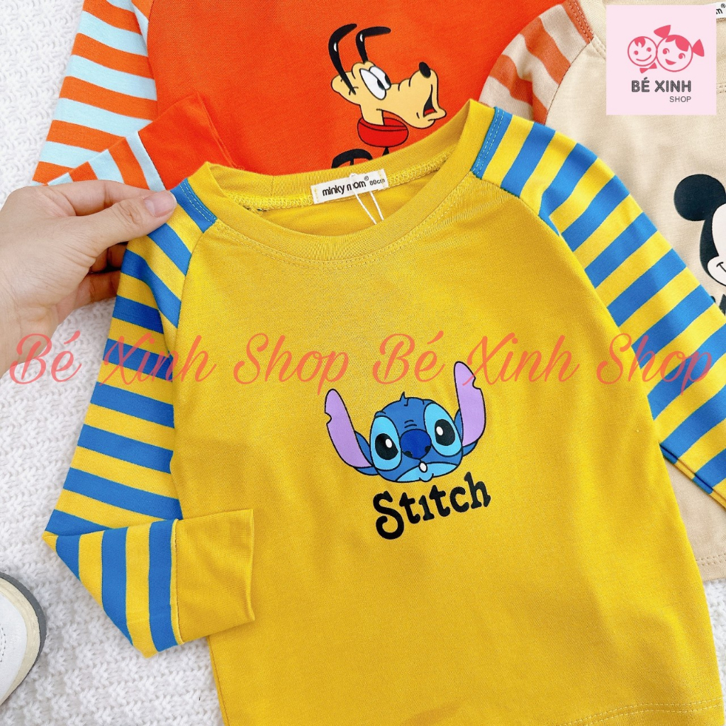 Đồ Bộ Ngủ Dài Tay Cho Bé Trai Bé Gái 8-19kg MINKY MOM  Bộ Quần Áo Tay Dài Cho Bé Trai Gái DÀI SỌC RAPLAN