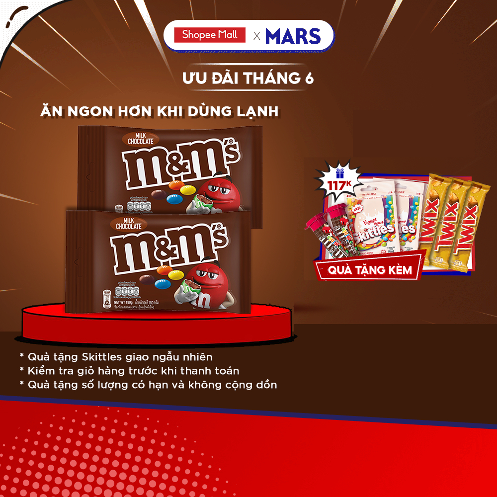 Combo 2 gói kẹo Sô Cô La sữa M&M S gói 180g