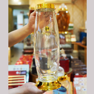 Bình ngâm rượu sâm thủy tinh phú hòa 2,6 lít, 7,6 lít, 14,6 lít nắp vàng, đế vàng cao cấp