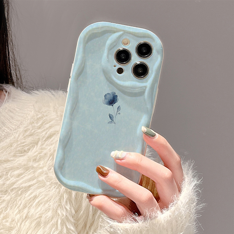 Ốp lưng iphone cạnh sóng nổi hoa nền xanh 6/6plus/6s/6splus/7/7plus/8/8plus/x/xs/11/12/13/14/pro/max sk5130