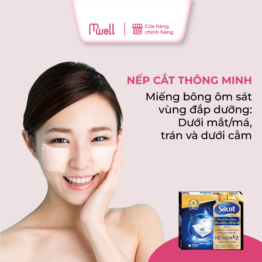 Bông tẩy trang Silcot đắp dưỡng miếng đôi 40 miếng/hộp giúp tẩy trang làm sạch da an toàn mềm mại