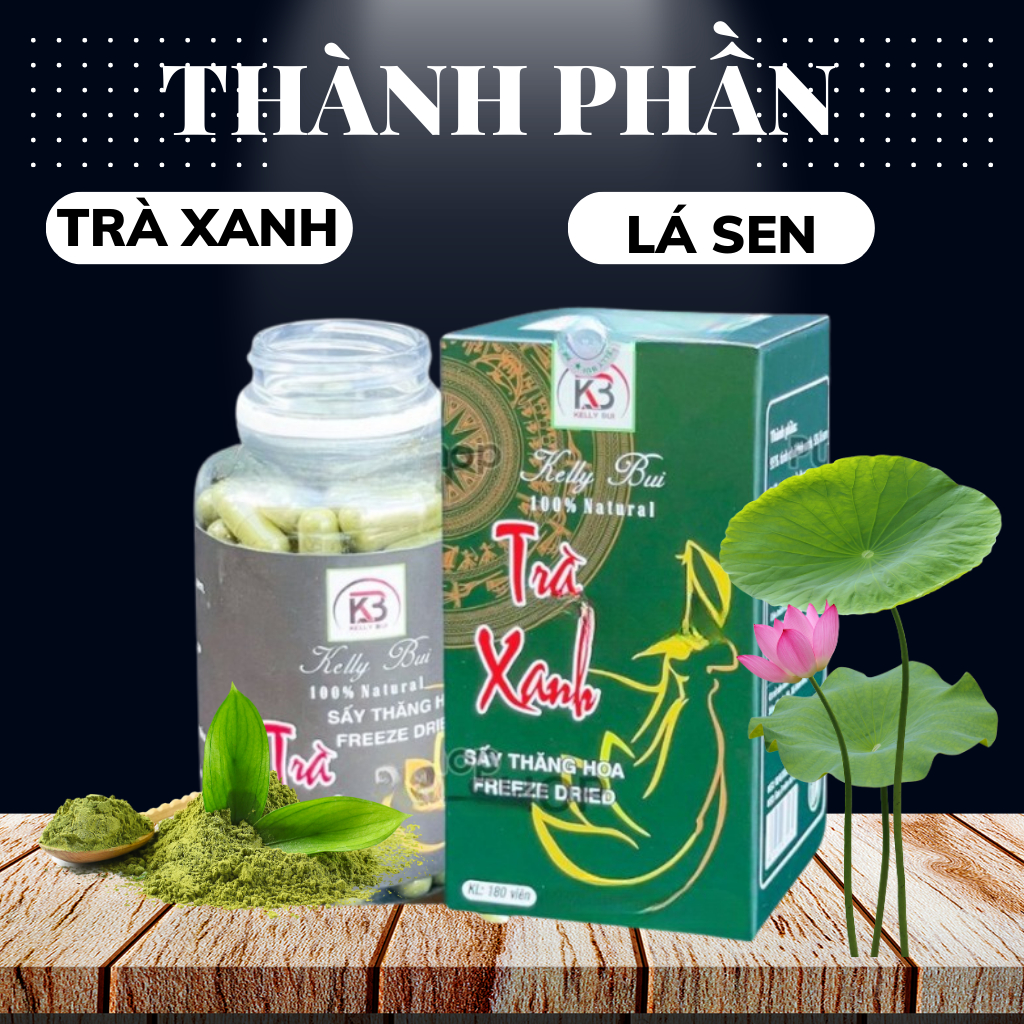 Trà Xanh Kelly Bùi Viên Uống Trà Xanh Giảm Mỡ Sau Sinh 180 Viên