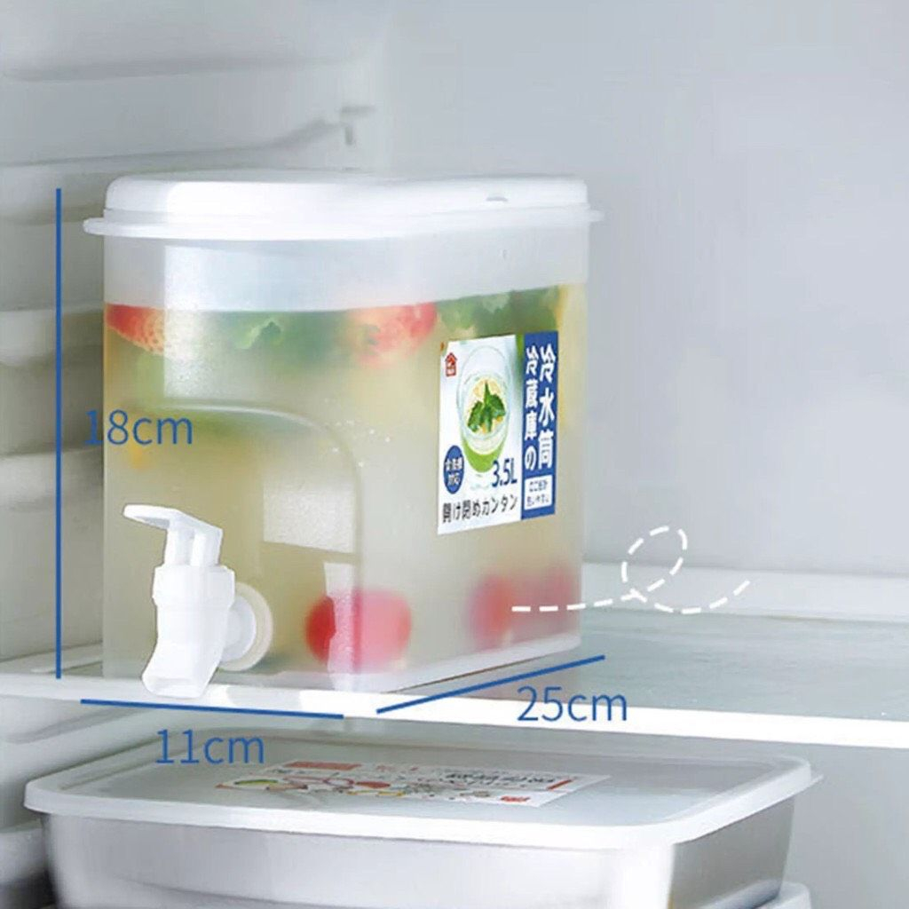 Bình Nước Có Vòi Để Tủ Lạnh, Nhựa Dẻo PP Cao Cấp, Công Nghệ Nhật Giữ Nhiệt, Dung Tích 3.5L