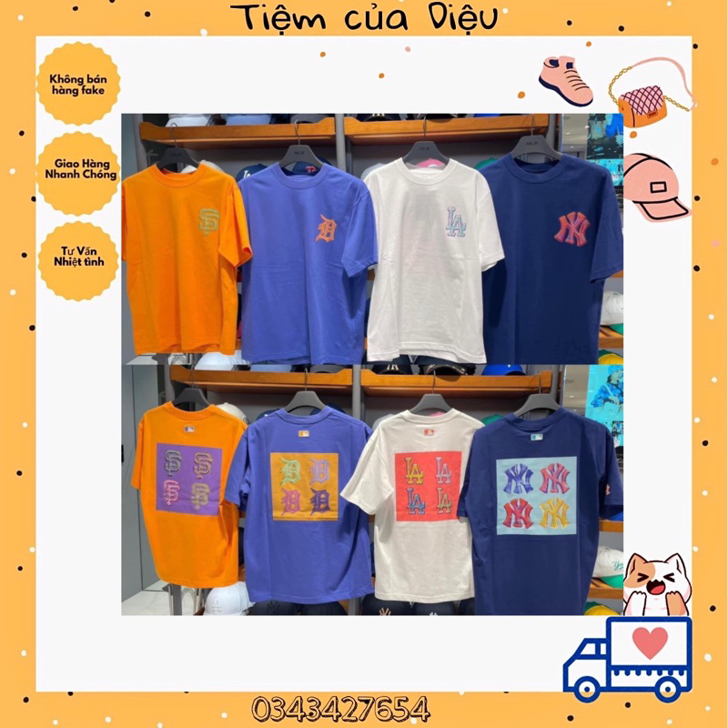 Áo Phông Nam Nữ MLB Pop Art Graphic Overfit Short Sleeve T-Shirt Detroit Tigers 3Atsl0233 Trắng xanh vàng