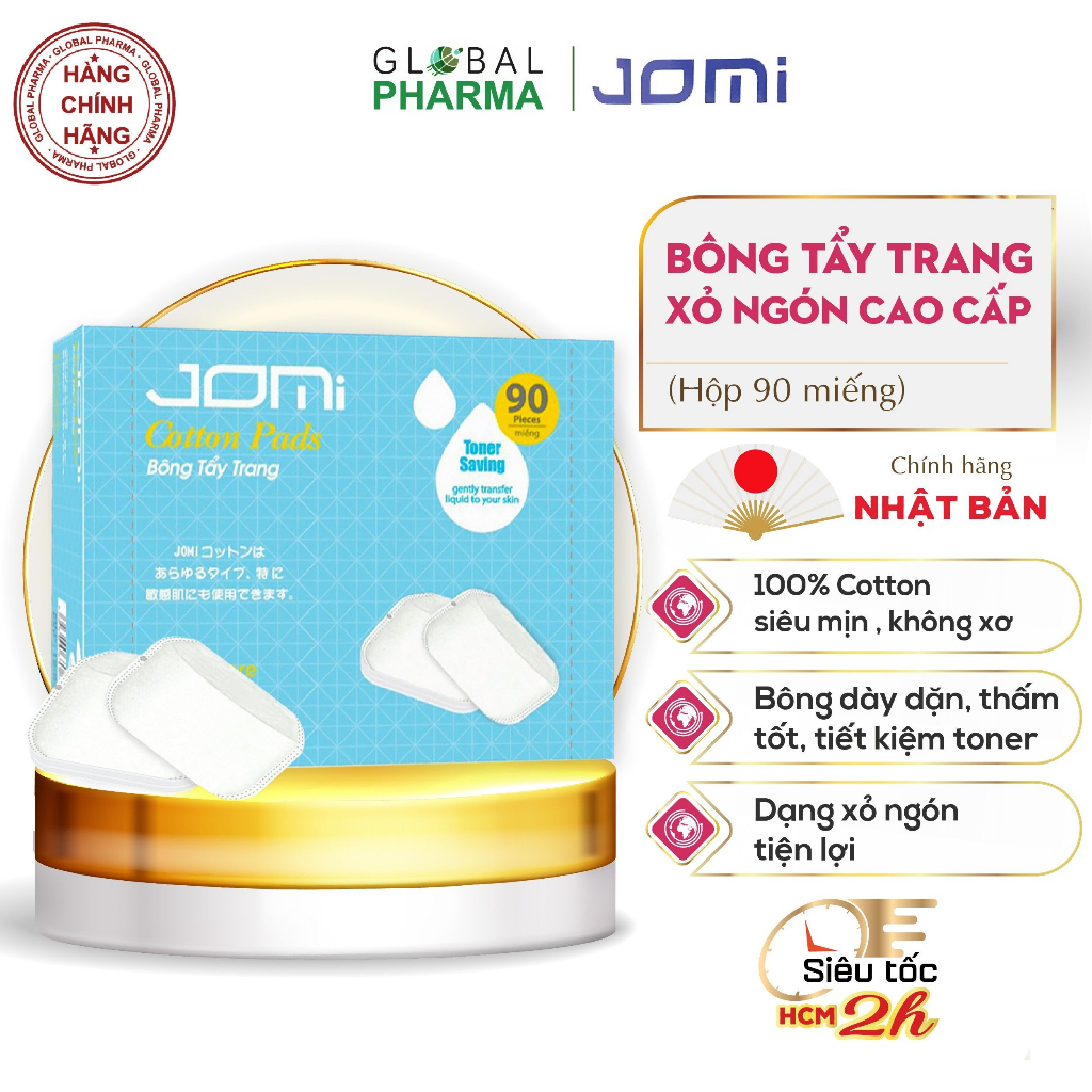 Bông tẩy trang cao cấp Jomi xỏ ngón (Hộp 90 miếng)